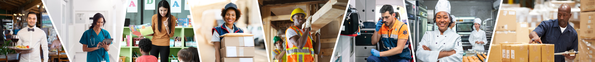 Photos of adult immigrants in various professions